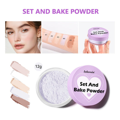 Bake Powder with Rice Powder & Vitamin-E, Lightweight & Translucent Makeup, Cosmetic Setting Powder