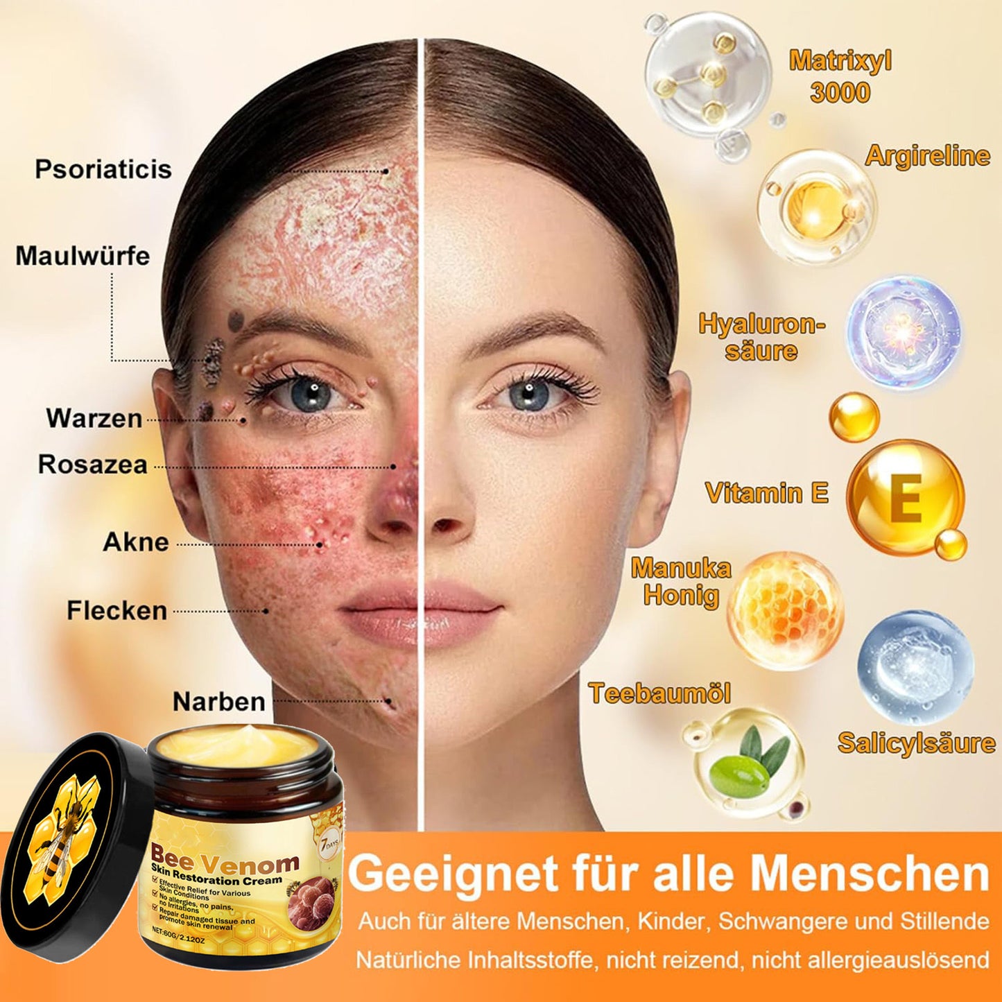 🔥 Buy 1 Get 1 FREE – Bee Venom Skin Repair Cream for Deep Hydration, Smoother Skin & Reduced Appearance of Fine Lines