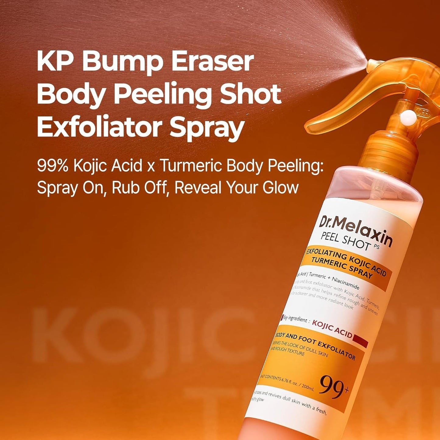 Peel Shot Keratin Care Kojic Acid Turmeric Spray 200ml Pore Clearing Exfoliating Formula Skin Repair Scrub