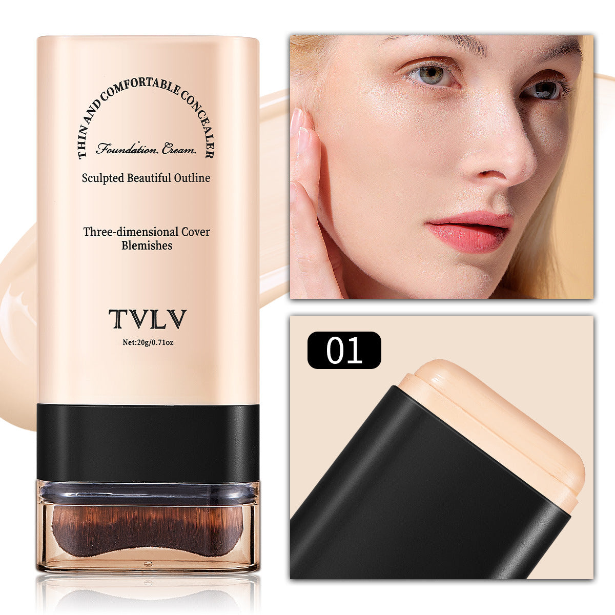 🔥Limited Time Offer🔥2 in 1 Foundation Stick With Brush Face Brighten Double Head Eraser Concealer💃