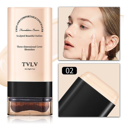 🔥Limited Time Offer🔥2 in 1 Foundation Stick With Brush Face Brighten Double Head Eraser Concealer💃