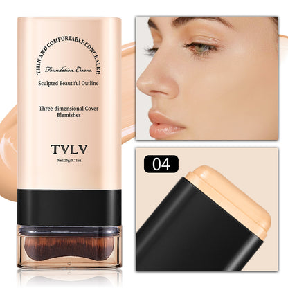 🔥Limited Time Offer🔥2 in 1 Foundation Stick With Brush Face Brighten Double Head Eraser Concealer💃