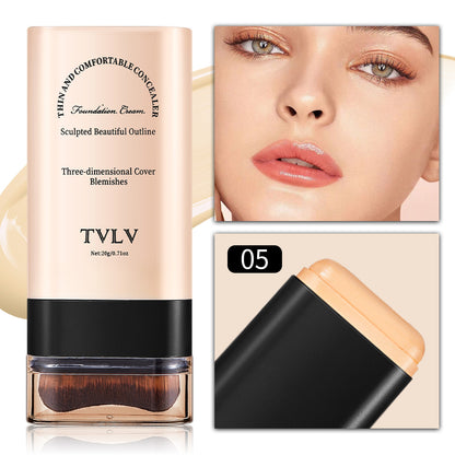 🔥Limited Time Offer🔥2 in 1 Foundation Stick With Brush Face Brighten Double Head Eraser Concealer💃